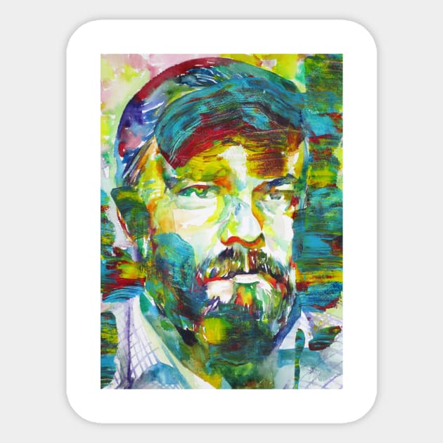 PHILIP K. DICK watercolor and acrylic portrait .1 Sticker by lautir